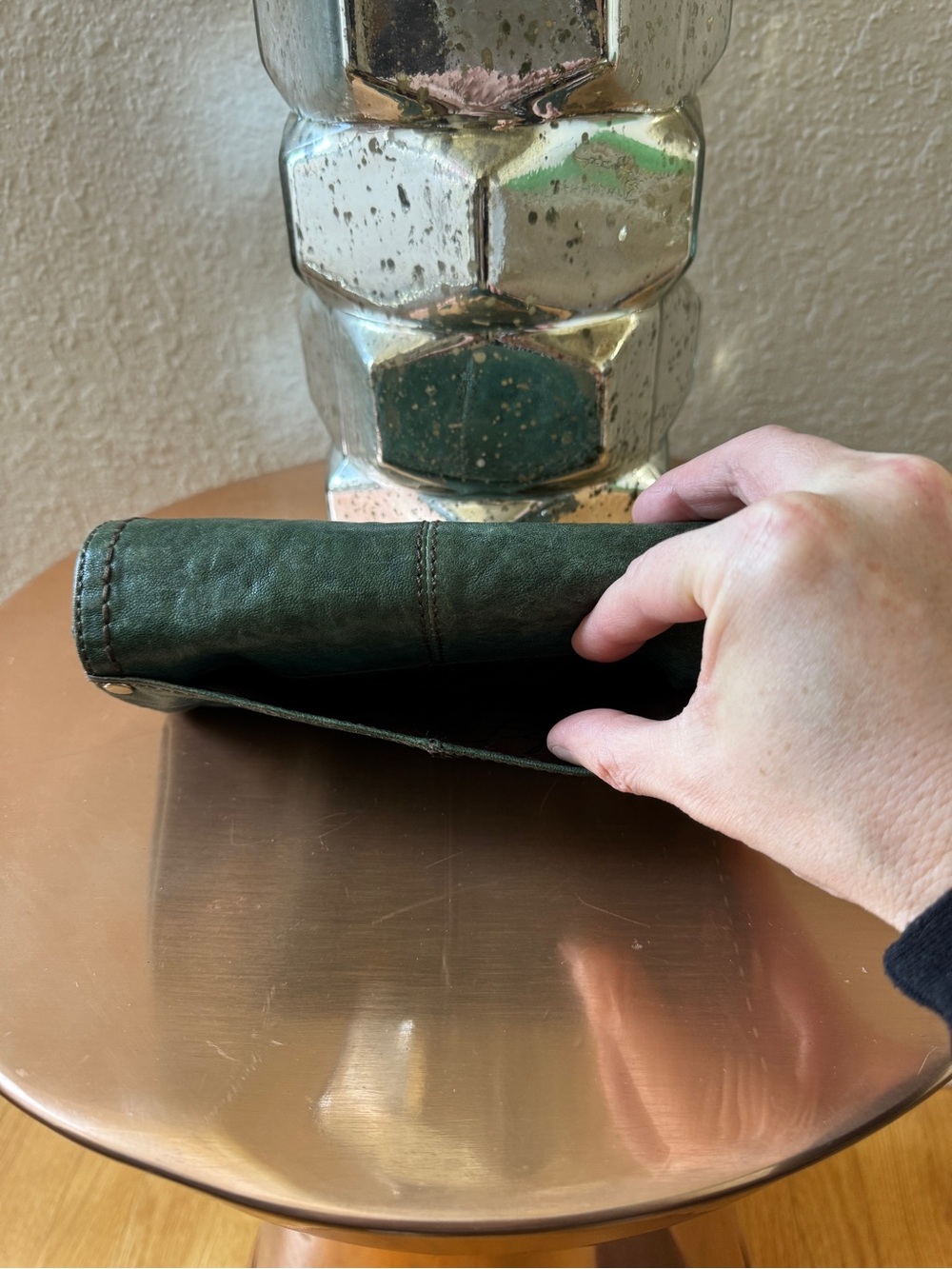 Fossil Fifty Four Teal Green Leather Foldover Wallet - Picture 10 of 10